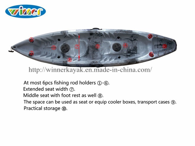 Plastic Double Sit on Fishing Kayak (Nereus II)