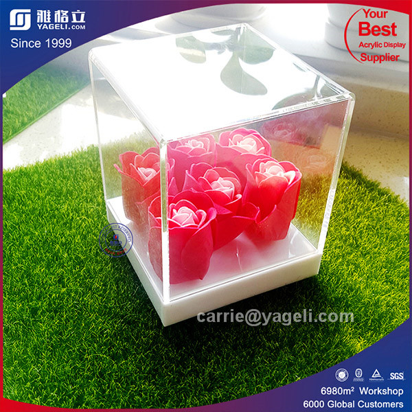 Custom Made Factory Clear Acrylic Rose Box with Lid