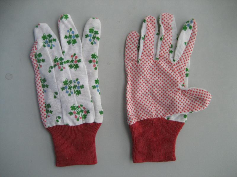 Pink PVC Dotted Palm Cotton Garden Work Glove