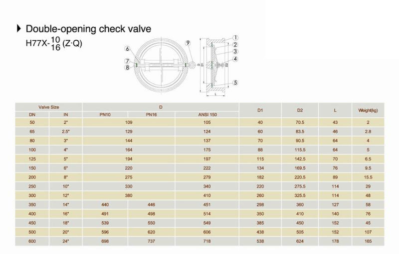 Double Plate Check Valve to U. S Standara (H77X)