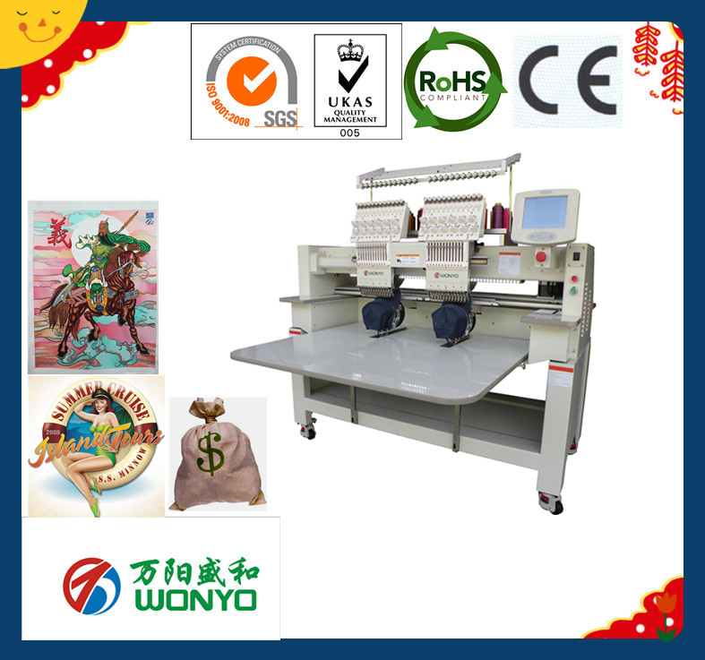 High Speed 2 Heads Embroidery Machine for Sale, Both Domestic and Commercial with Optional Sequin, Taping, Cording Devices