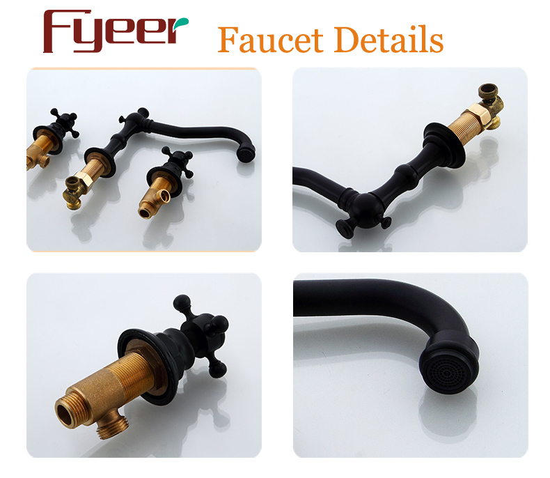 Fyeer 3 Hole Oil Rubbed Bronze Basin Water Mixer Faucet