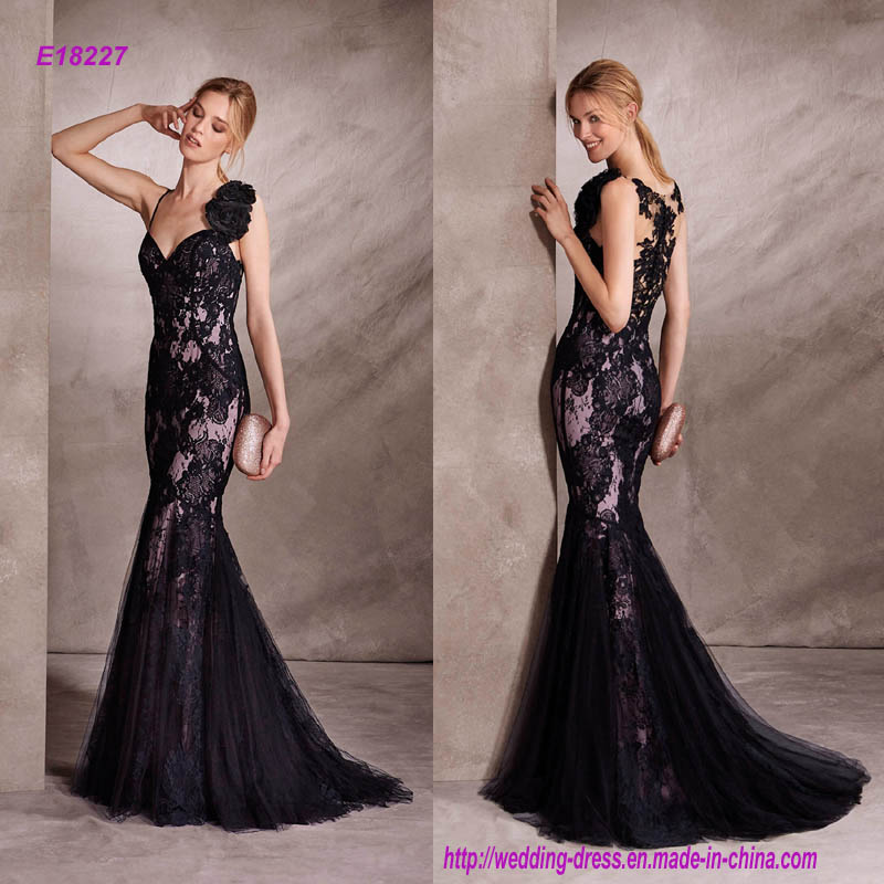 Lace Applique Sweetheart Neckline Mermaid Cocktail Dress with Crystal Tulle Back