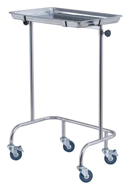 Stainless Steel Medical Mayo Tray Stand Trolley with Two Posts