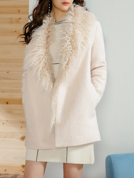 Ladies Fur Collar Winter Coat with Cotton Wool Surface Coat