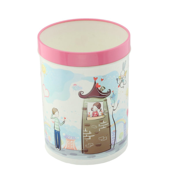 Korean Style Cartoon Printing Plastic Waste Bin (FF-5209)