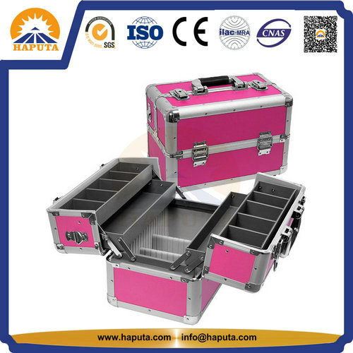 Promotional Aluminum Beauty Cosmetic Case with 4 Tray