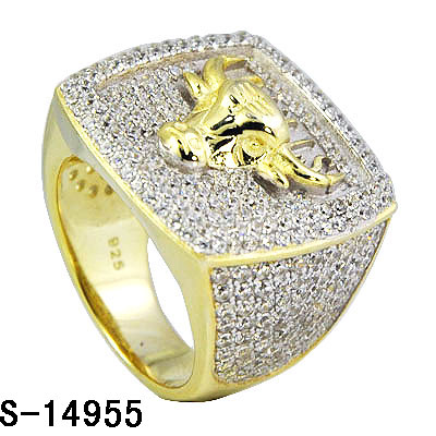 Hip Hop Jewelry Men's Stuff 925 Pure Silver Micro Pave CZ Men Ring. (S-14961)