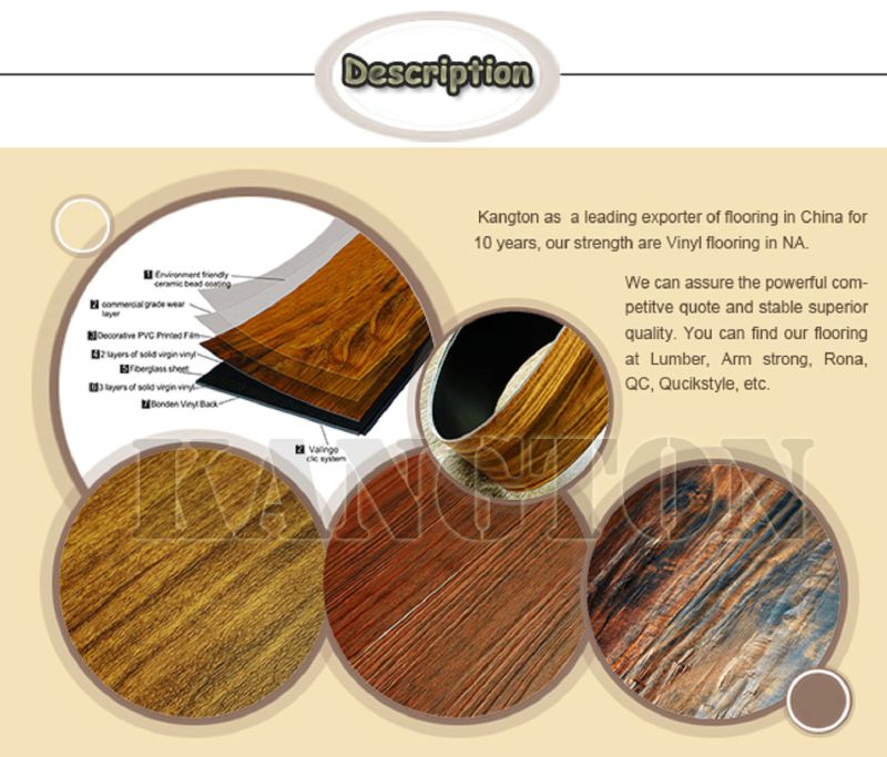 Cheap Vinyl Flooring with Clicking for Commercial and Home
