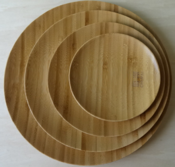 Round Bamboo Plate for Snack, Cake Wood Dish with Unique Texture