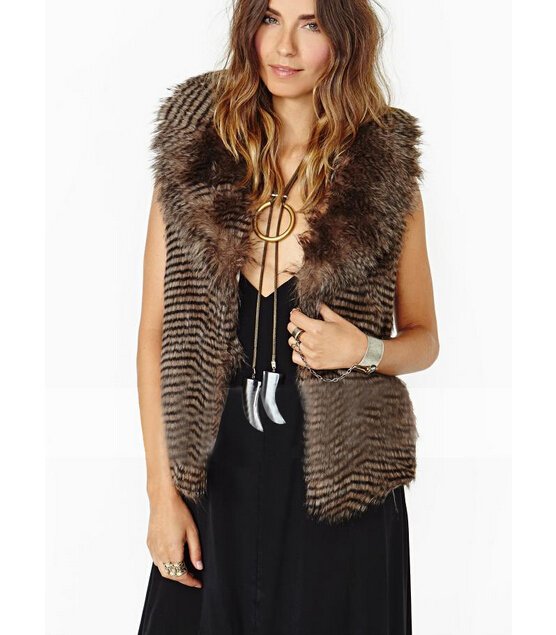 Women Sleeveless Faux Fur Vest Fashion Design Warm Coat