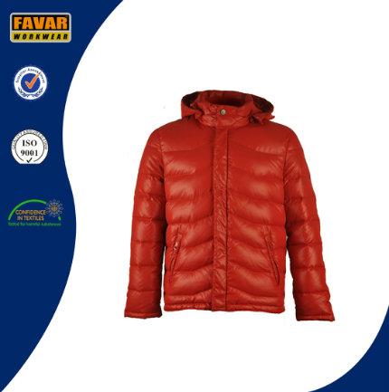 100%Polyester/Nylon Shell Fabric Windproof Down Jacket with Hood