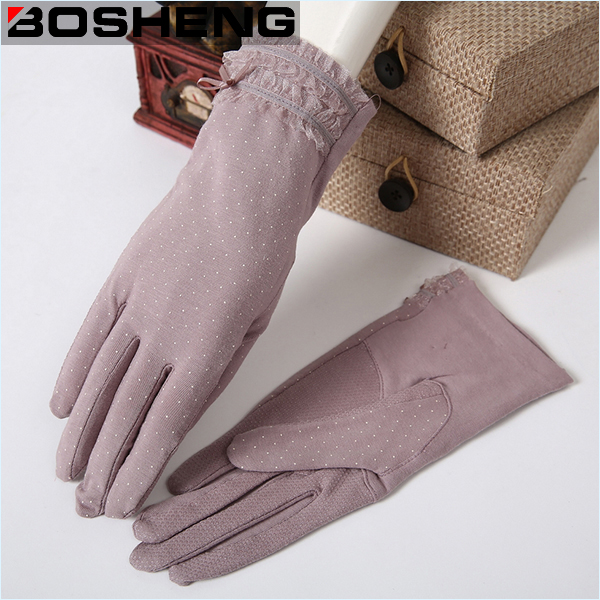 Bow Decor Lace Woven Gloves