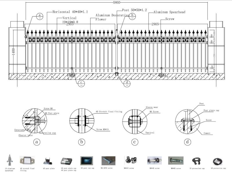 15 Years Rust Resistance Galvanized Steel Fence