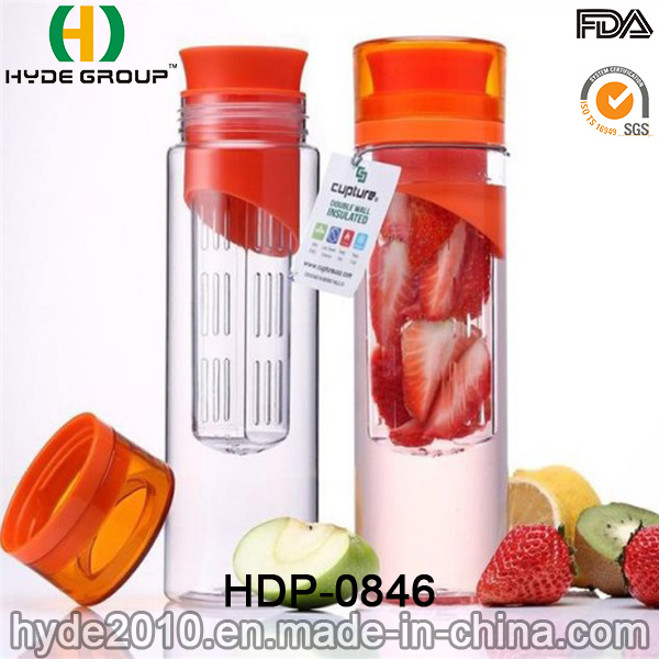 700ml Wholesales Fruit Infuser Tritan Water Bottle, BPA Free Plastic Fruit Infusion Bottle (HDP-0846)