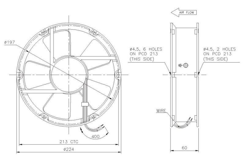 230V 200mm Aluminium Die-Cast Ec Fans Ec20060