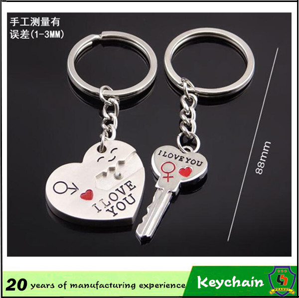 Metal Heart and Key Shape Couple Keychain