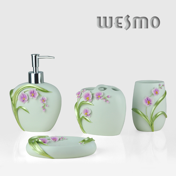 Floral Painting Polyresin Bath Coordinates Set