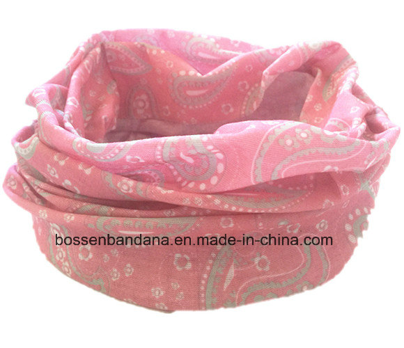China OEM Produce Customized Logo Pink Girl's Printed Multifunctional Sports Scarf Headwear Buff