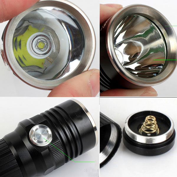 F22 Automatic Adjust Brightness Xm-L U2 LED Rechargeable Black Camp Aluminum Tactical LED Powerful Flashlight