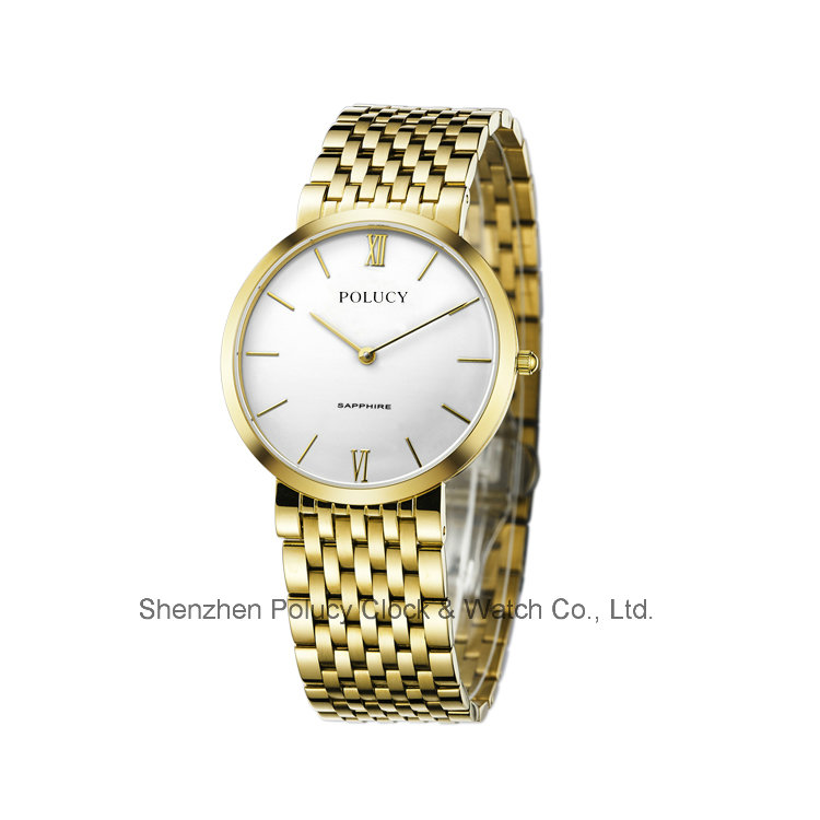 Sapphire Glass and Gold Pating Swiss Quartz Watch