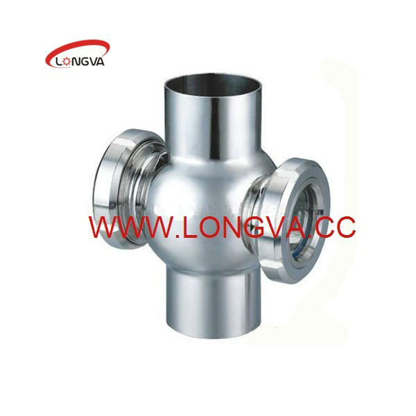 Stainless Steel Sanitary Cross Four Way Sight Glass