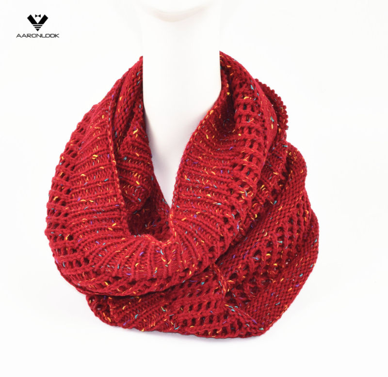 Lady's Fashion Nep Yarn Jacquard Infinity Scarf