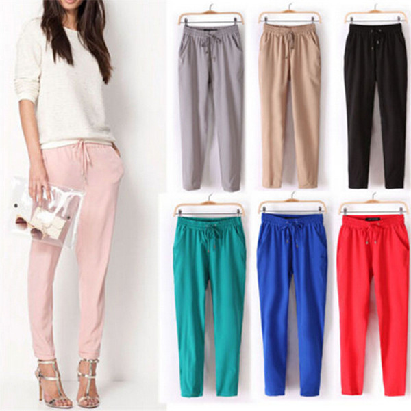 Custom Plain Women Chiffon Harem Trousers (50208)