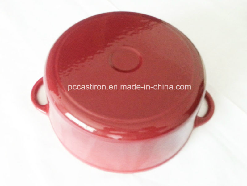 26cm Red Enamel Cast Iron Casserole Cookware with Cast Iron Cover China