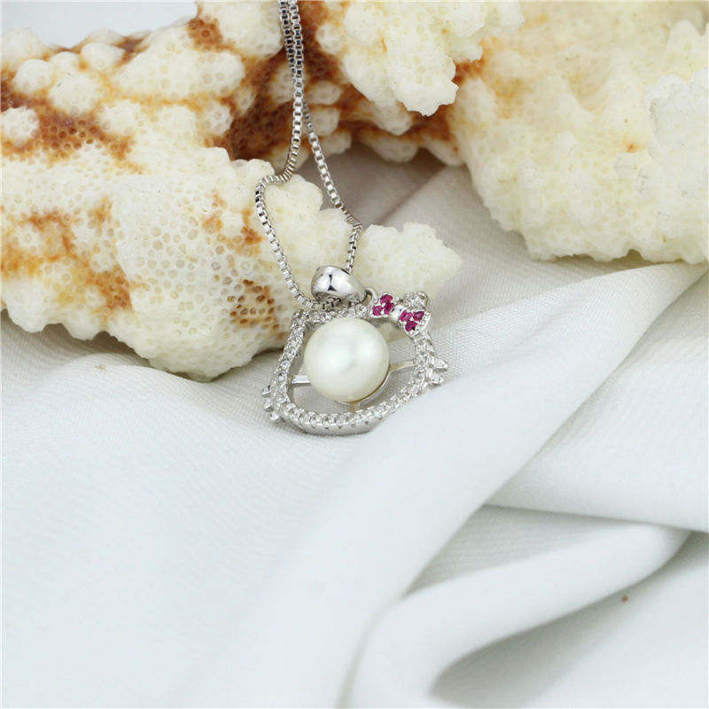 Hello Kitty Cat Shaped Cultured Pearl Pendant