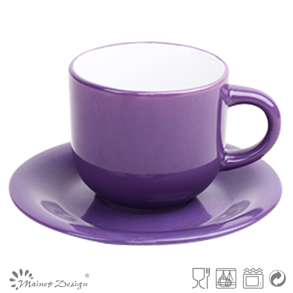 SHINNING COLORFUL 8OZ COFFEE CUPS AND SAUCERS