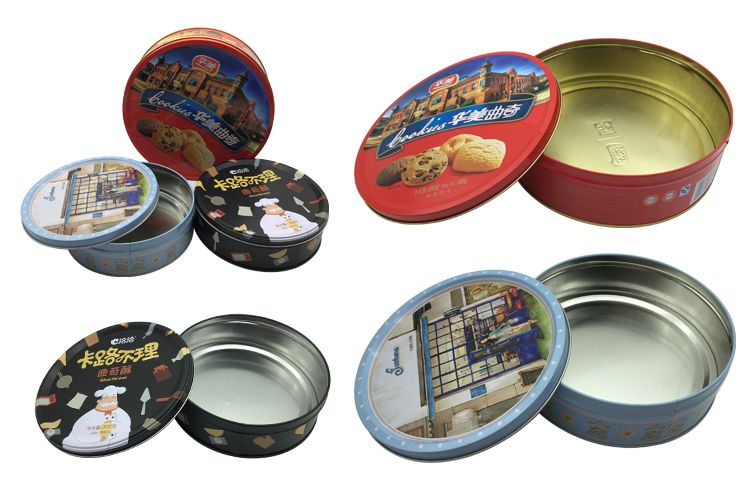 Handle Make Cookie Biscuit Tin Box Round Shape Wholesale Tin Container