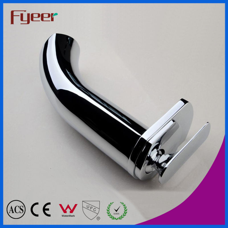 Fyeer Simple High Arc Waterfall Bathroom Wash Sink Basin Faucet Hot&Cold Water Mixer Tap