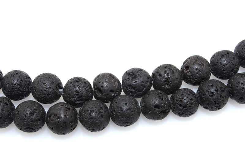 Wholesale High Quality DIY Bracelet Loose Beads Size 4 6 8 10 12 14mm Natural Black Lava Stone