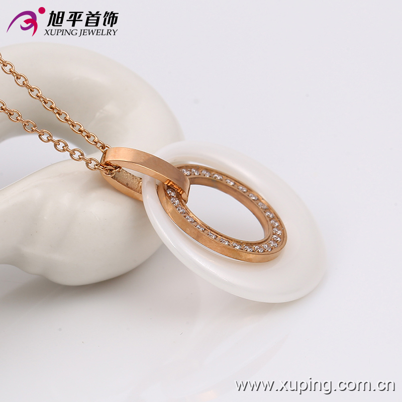 Fashion Women Rose Gold-Plated Imitation CZ Jewelry Ceramic Necklace or Chain --42892