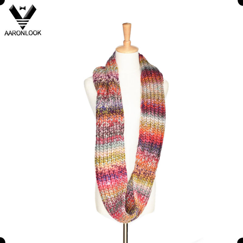 Fashion Iceland Yarn Multicolor Space Dyed Knitted Loop Scarf