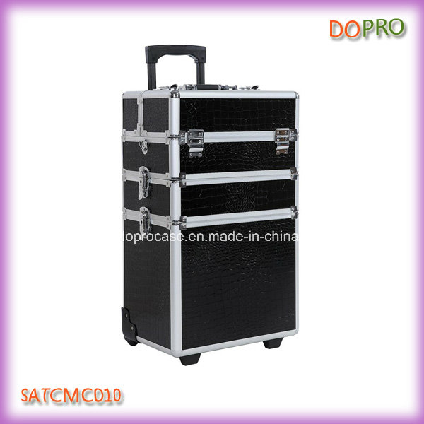 4 in 1 Crocodile PVC Professional Makeup Trolley Case for Beauty Salons (SATCMC010)