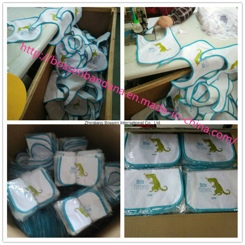 OEM Produce Customized Design Applique Cotton Terry Embroidered Promotional Baby Bib