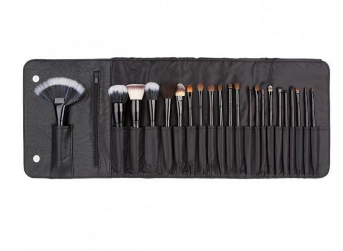 Wholesale Top Quality Wooden Handle 22 PCS Black Makuep Brush Set with Pouch