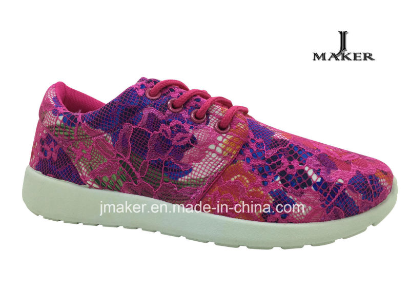 New Design Bud Silk Flowers Injection Shoes Sport Shoe