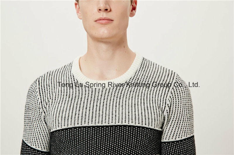 Striped Round Neck Knit Men Sweater