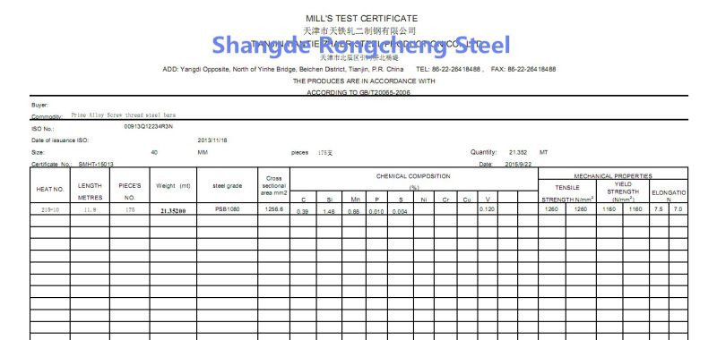 PC Screw Thread Steel Bar