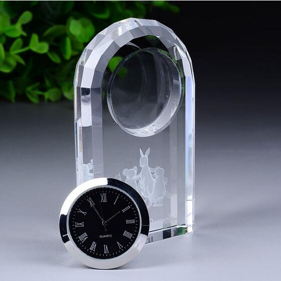 Customized Logo Business Gift Decoration Crystal Clock