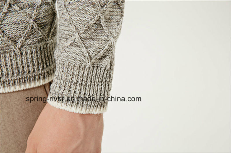 Contrast Color Pattern Knit Men Sweater