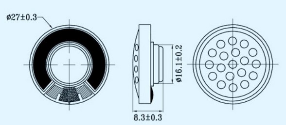 27mm 300ohm Mylar Speaker with Plastic Cover