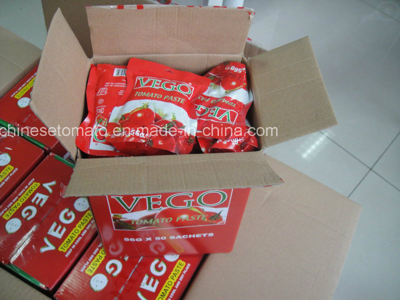 56g Standing Sachet Tomato Paste Pouch Tomato Paste 28-30% Chinese Factory