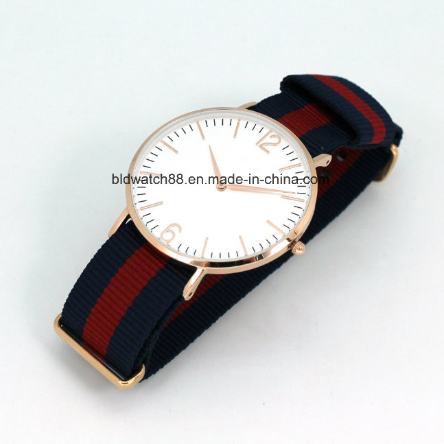 Hot Sports Stainless Steel Slim Nylon Band Watch for Man Woman