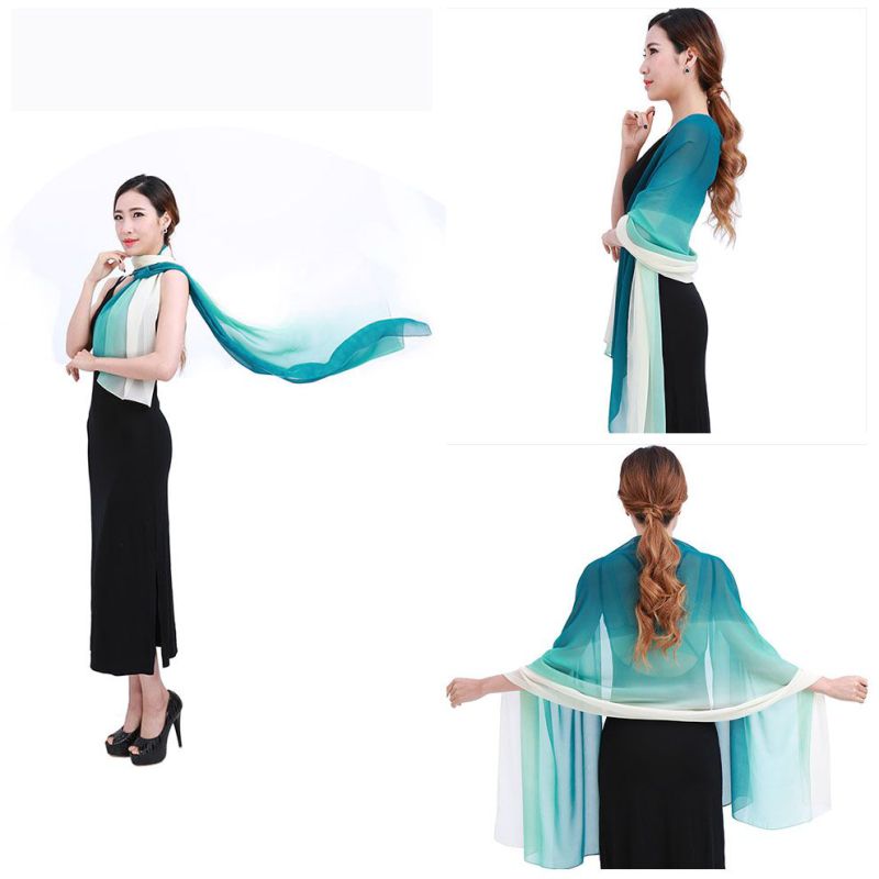 Women Fashion Large Shawl Gradient Color 100% Polyester Scarf