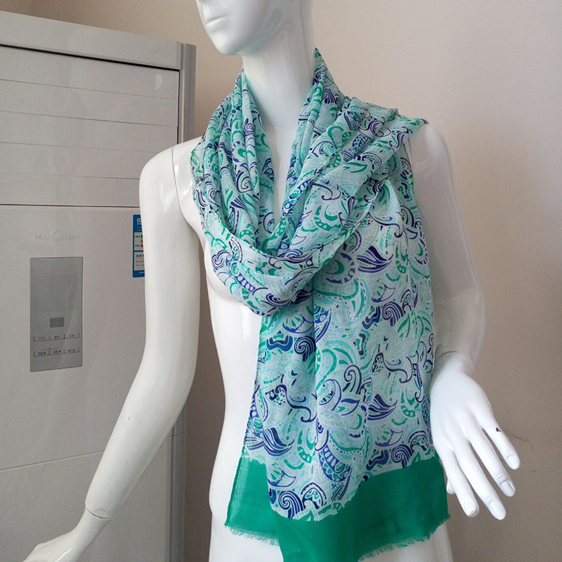 Green 60 Rayon Scarves Women