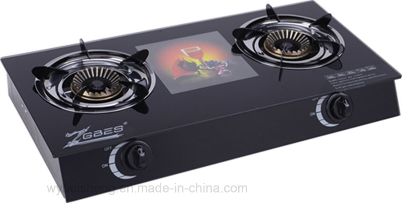 Gas Stove, Double Burner, Glass Panel